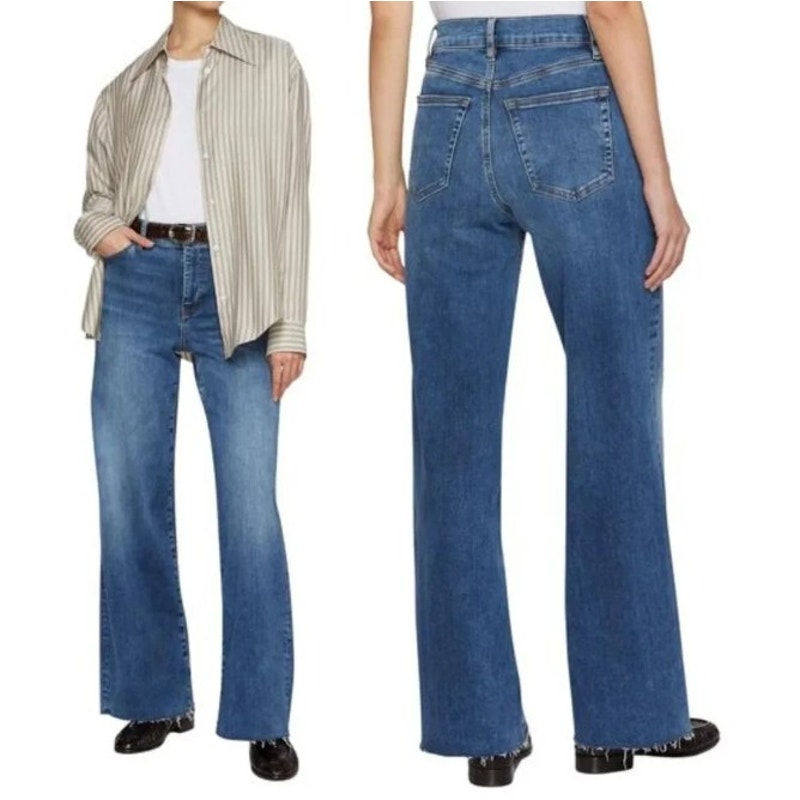 Frame Le Slim Palazzo Raw Hem Jeans, Mermaid Blue, Size 26